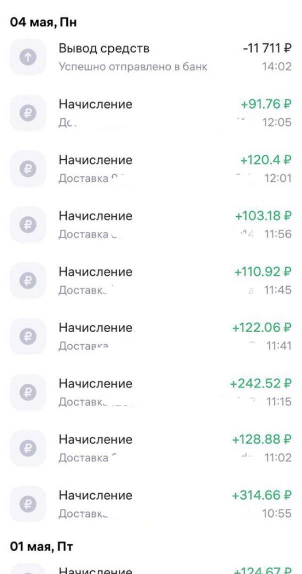 Скриншот Wildberries: 78 доставок за неделю с 27 апреля по 3 мая — 11 711 рублей